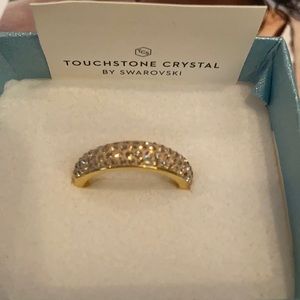 Touchstone Crystal Luna Ring, Golden Size 6
